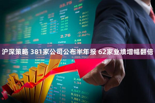 沪深策略 381家公司公布半年报 62家业绩增幅翻倍