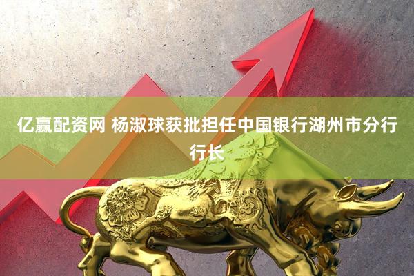 亿赢配资网 杨淑球获批担任中国银行湖州市分行行长